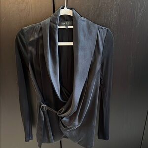 Rag & Bone Black Silk Drape Blazer Size 2